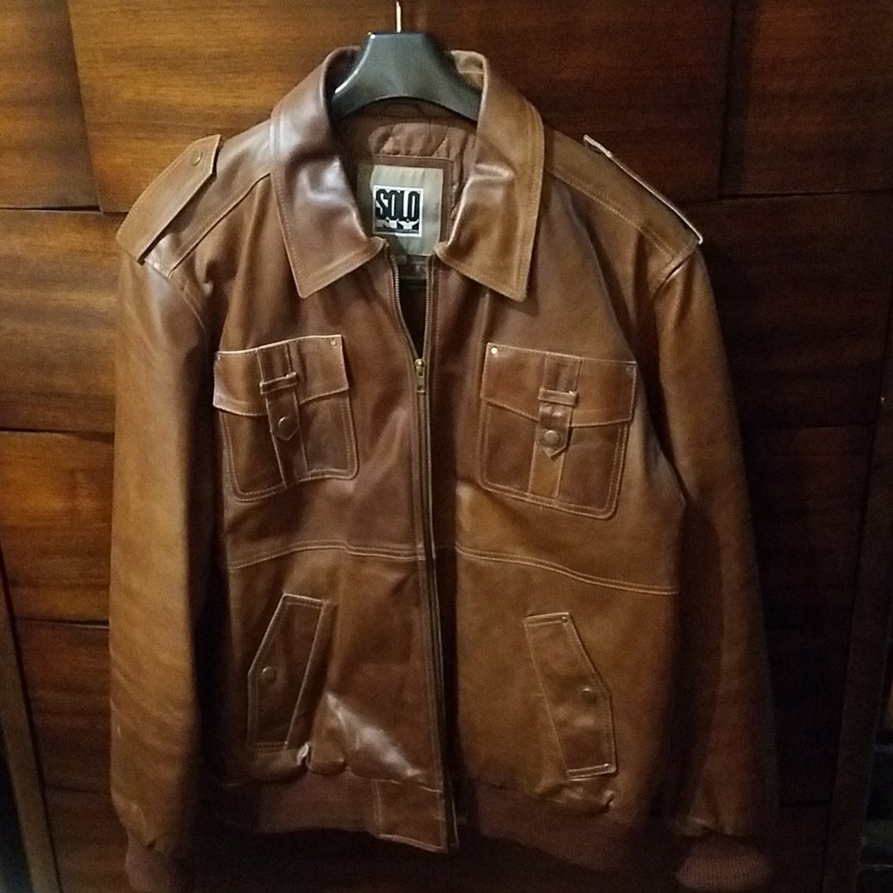 Solo NY Men's Dark Rust Leather Jacket